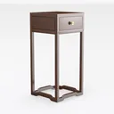 Minimalist Solid Wood Single Drawer Side Table 3D Model Right 45 Degree View