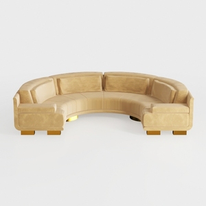 Gold Velvet Curved Sofa