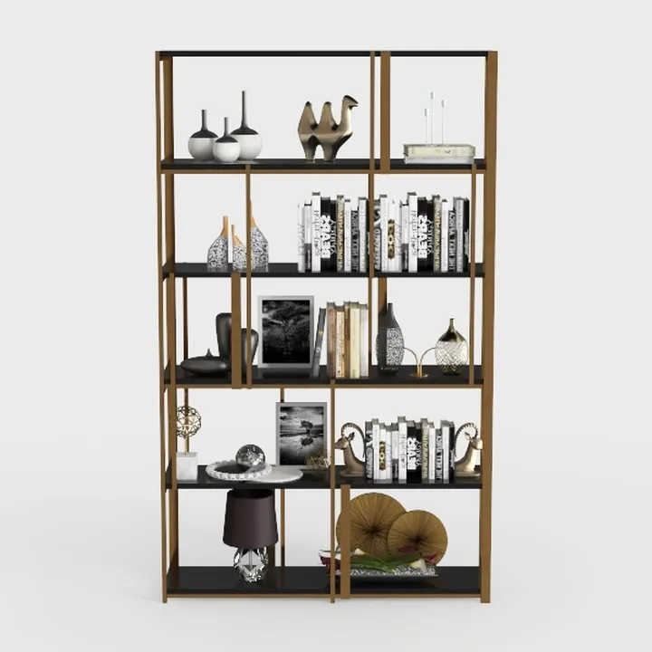 NUMENN Triple Column 5 Tier Bookshelf, Bookcase