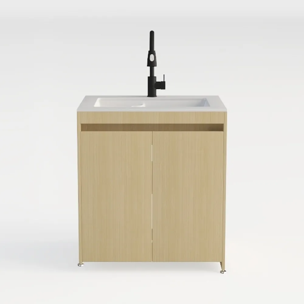 Maroni 36" Single Bathroom Vanity with optional Quartz or Carrara Marble Counter - Light Straw