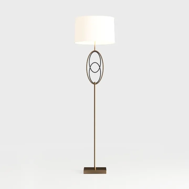 Modern Brass Fabric Shade Decorative Floor Lamp 3D Model