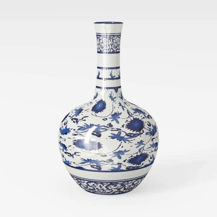 Ceramic Pitcher Vase, Blue and White Jug for Home