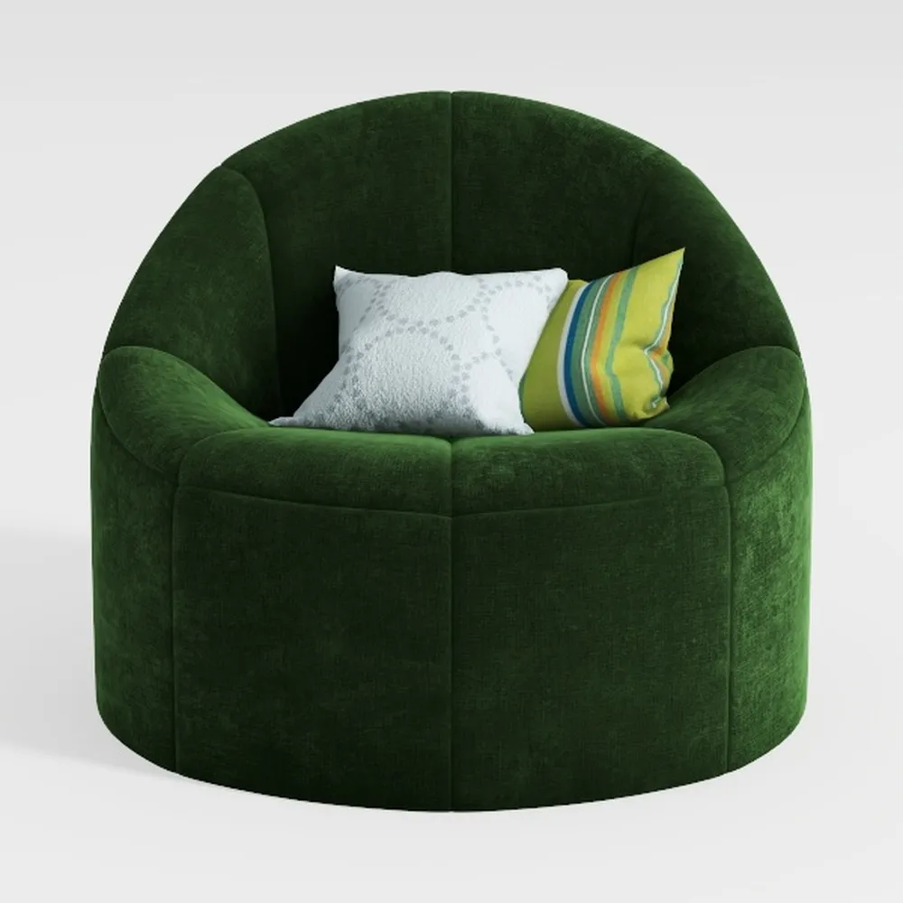 Modern Upholstered 360°Swivel Accent Chair Barrel 