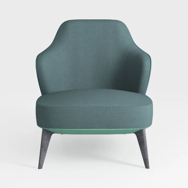 Minimalist Fabric Upholstered Armchair with Wood Legs 3D Model