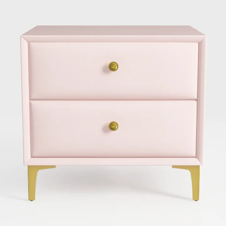 Solid Wood Nightstand, Bedside Table with Metal
