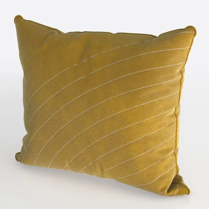 Minimalist Mustard Fabric Decorative Throw Pillow 3D Model