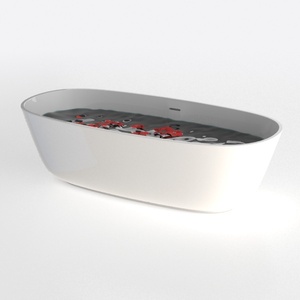 Minimalist White Acrylic Freestanding Bathtub 3D Model