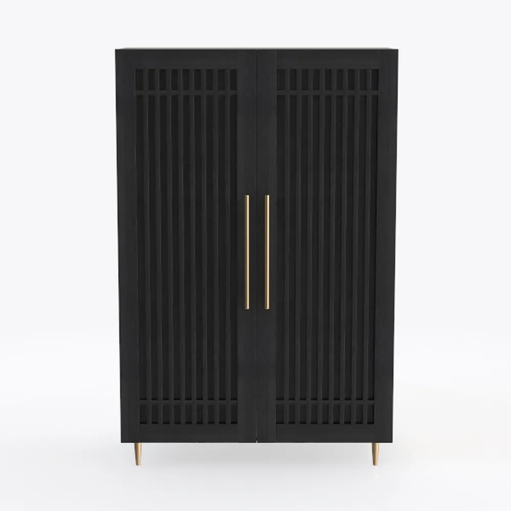 Black Shoe Cabinet Up to 24 Pairs, Large Shoe