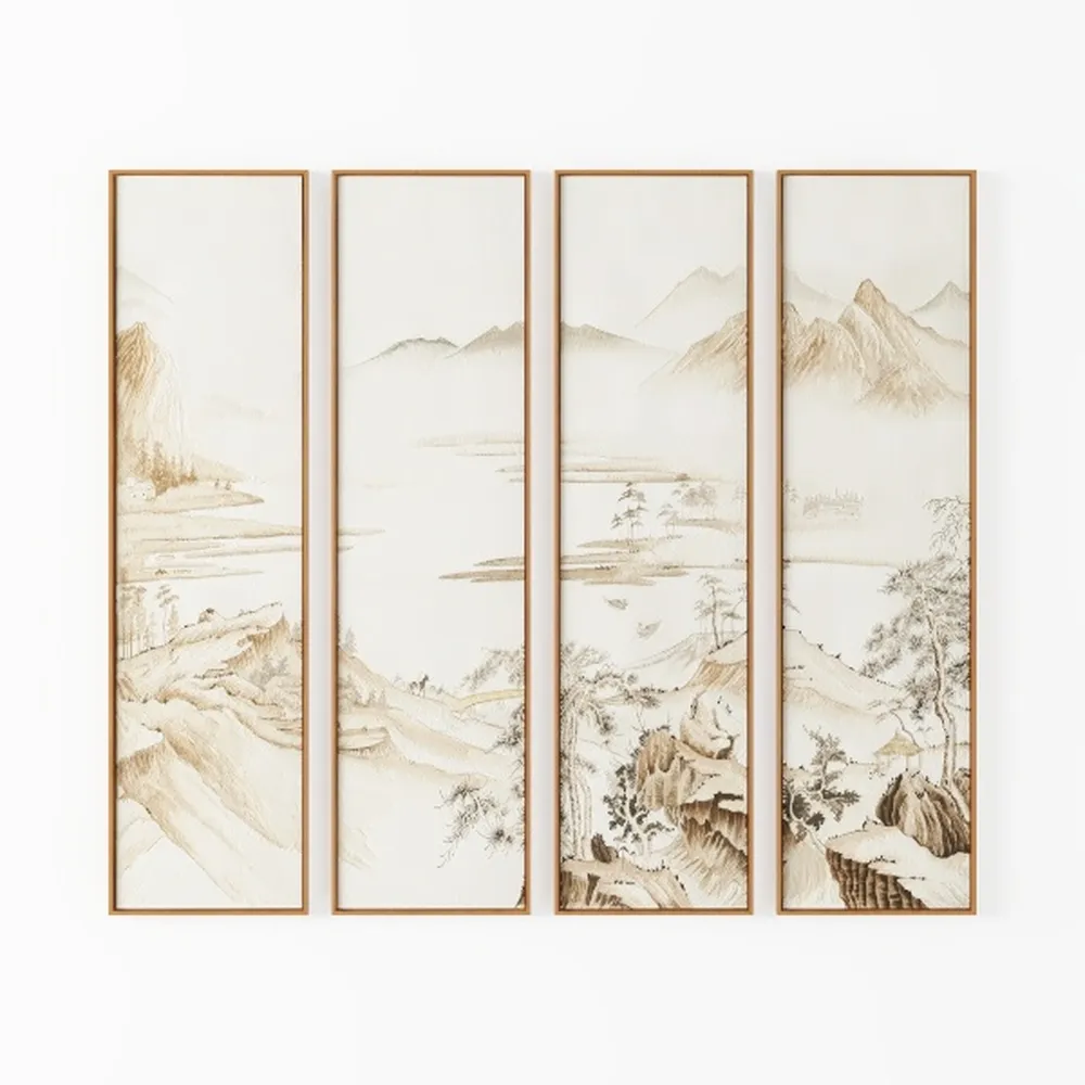 Chinese Calligraphy and Painting Folding Screen
