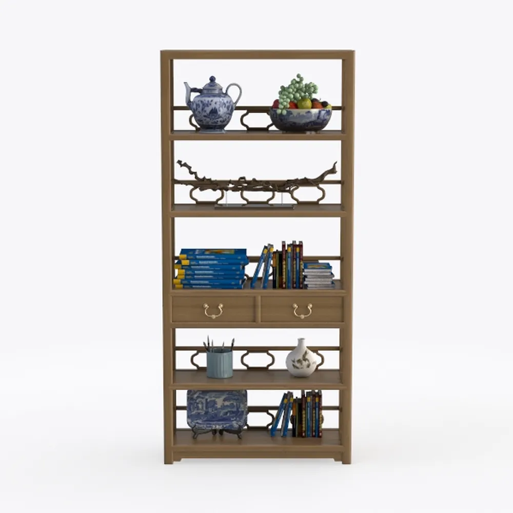 5 Tier Bookshelf 70" Rattan Boho Tall Bookcase