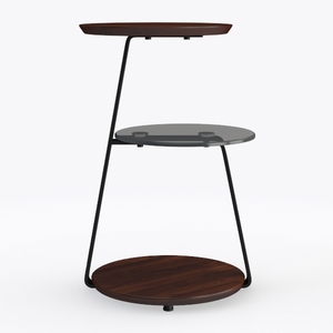 Side Table, Small End Table with Metal Frame, 3