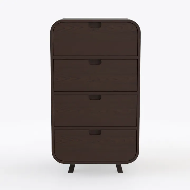 Minimalist Walnut Solid Wood Tall Dresser Cabinet 3D Model