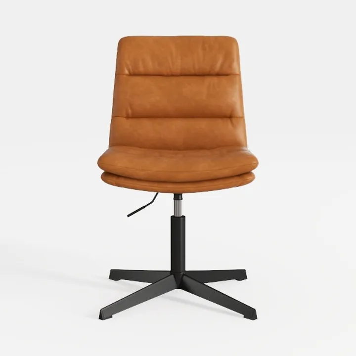 Modern Tan Leather Adjustable Swivel Office Chair 3D Model
