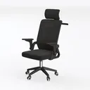 Modern Black Mesh Fabric Ergonomic Office Chair 3D Model Left 45 Degree View