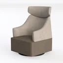 Minimalist Two Tone Fabric Swivel Armchair 3D Model Left 45 Degree View