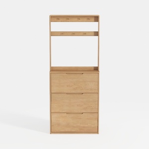 Narrow Nightstand with 3 Drawers,Solid Wood Small 