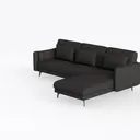 Modern Black Fabric L Shaped Sectional Sofa 3D Model Left 45 Degree View