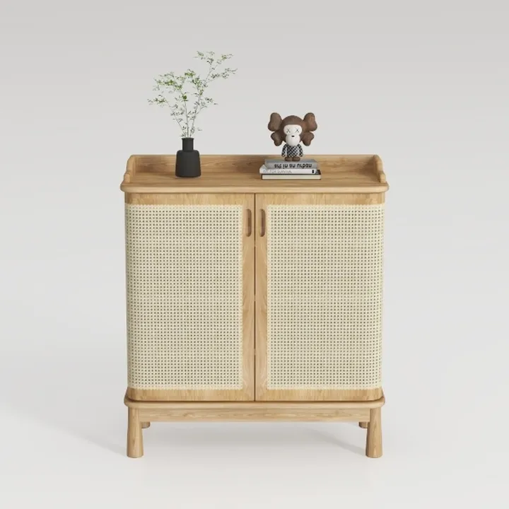 Iwell Rattan Storage Cabinet with 4 Adjustable
