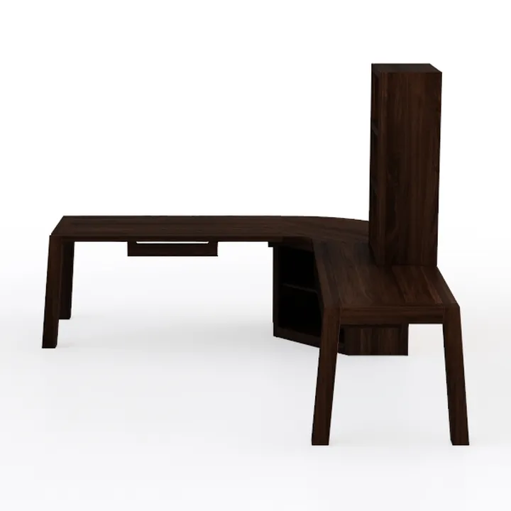Minimalist Walnut Solid Wood L Shaped Office Desk With Storage 3D Model