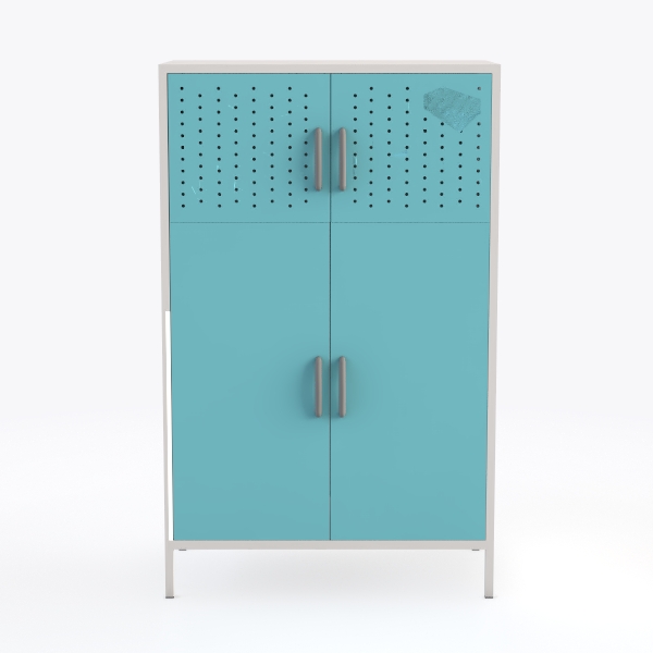 71&#39;&#39;H Blue Farmhouse Metal Pantry Cabinet with