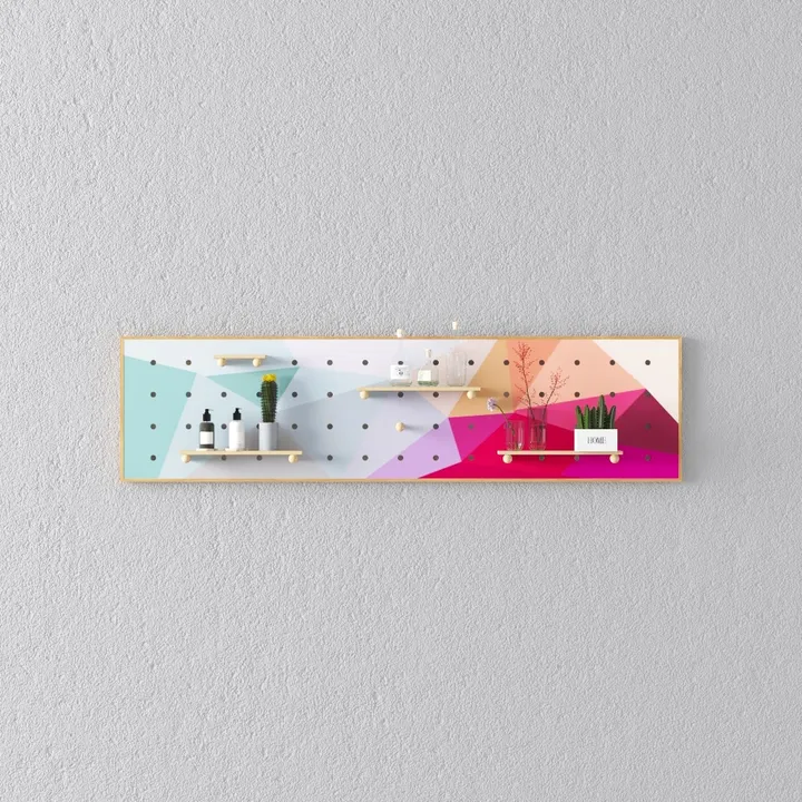 Modern Geometric Solid Wood Wall Mounted Floating Shelves 3D Model