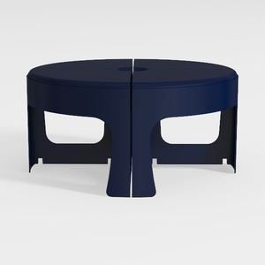Modern Minimalist Navy Blue Solid Wood Round Coffee Table 3D Model