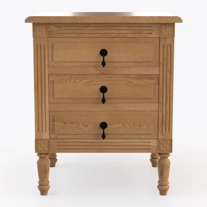 HULALA HOME Farmhouse 3 Drawer Nightstand with