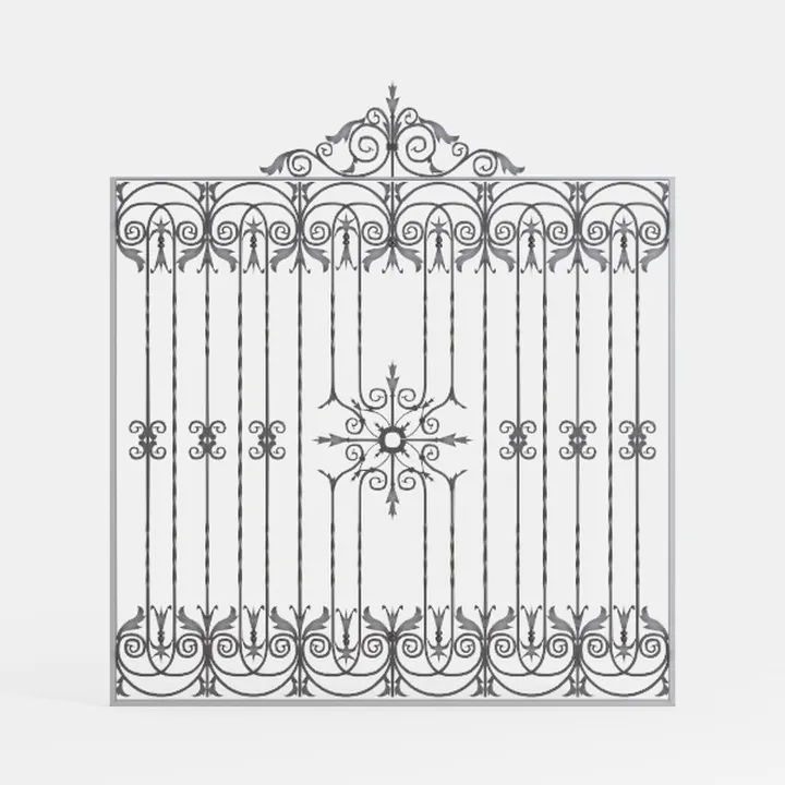 Vintage Ornate Wrought Iron Garden Gate 3D Model