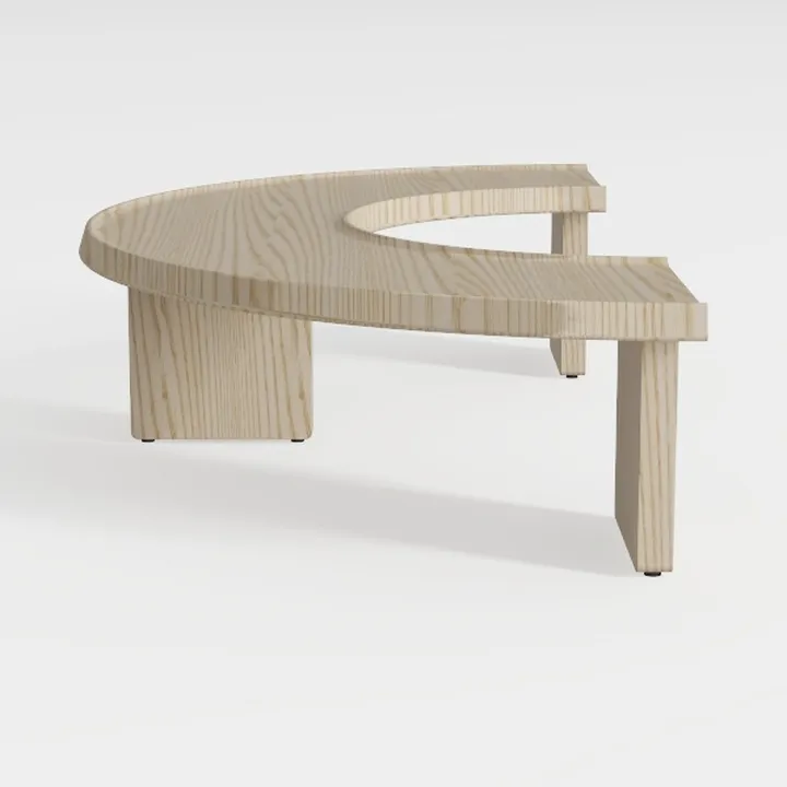 Oval Fluted Coffee Table, Farmhouse Wood Coffee