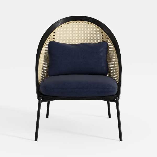 Rattan Dining Chairs Set of 2, Mid-Century Modern