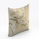 Floral Printed Linen Throw Pillow Decorative 3D Model Left 45 Degree View