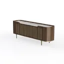 55''W Walnut Cabinet with Storage, Media Console Left 45 Degree View