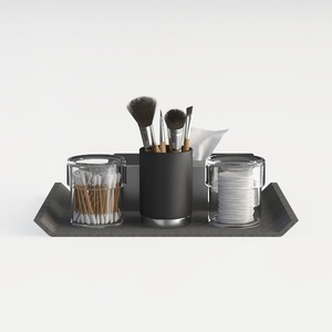 Minimalist Dark Gray Vanity Countertop Storage Organizer 3D Model