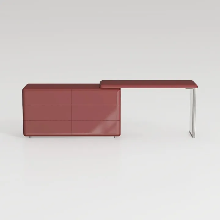 Modern Leather Metal Frame Multi drawer Office Desk 3D Model