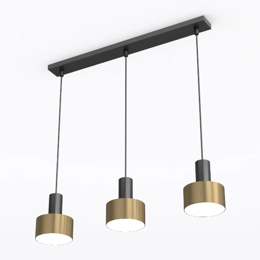 4-Light Kitchen Island Lighting, Black Linear