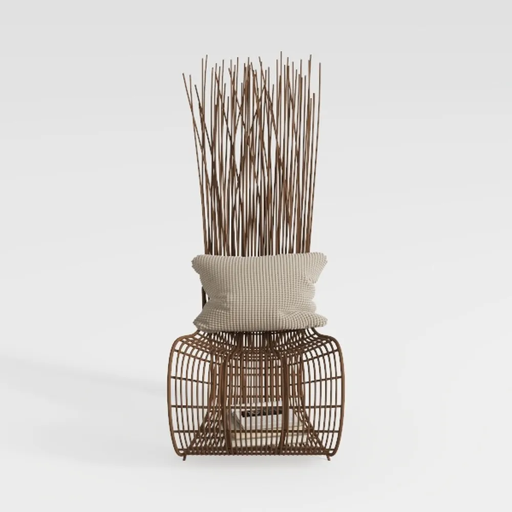 Anky Brown Wicker Outdoor Lounge Chair with Brown 