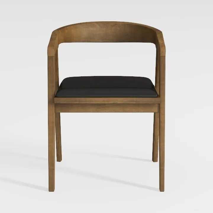 Minimalist Solid Wood Fabric Upholstered Armchair 3D Model