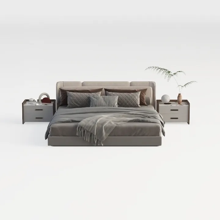 Modern Queen Size Upholstered Platform Bed with La