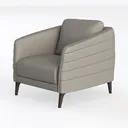 Minimalist Light Gray Leather Armchair 3D Model Left 45 Degree View
