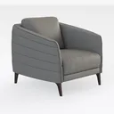 Minimalist Light Gray Leather Armchair 3D Model Right 45 Degree View