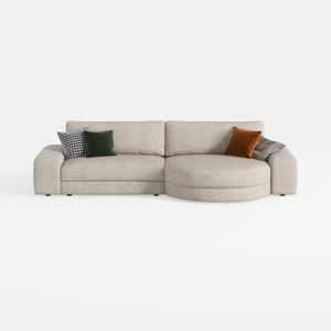 Minimalist Fabric L Shaped Chaise Lounge Sofa 3D Model