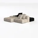 Minimalist Fabric Modular Sectional Sofa 3D Model Left 45 Degree View