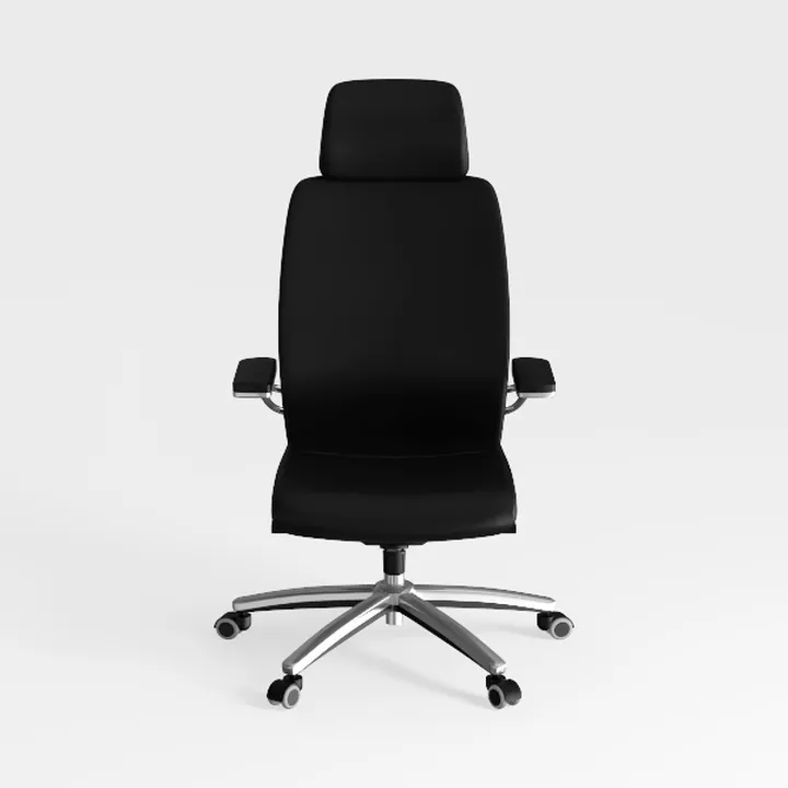 Modern Black Leather Metal Office Chair 3D Model