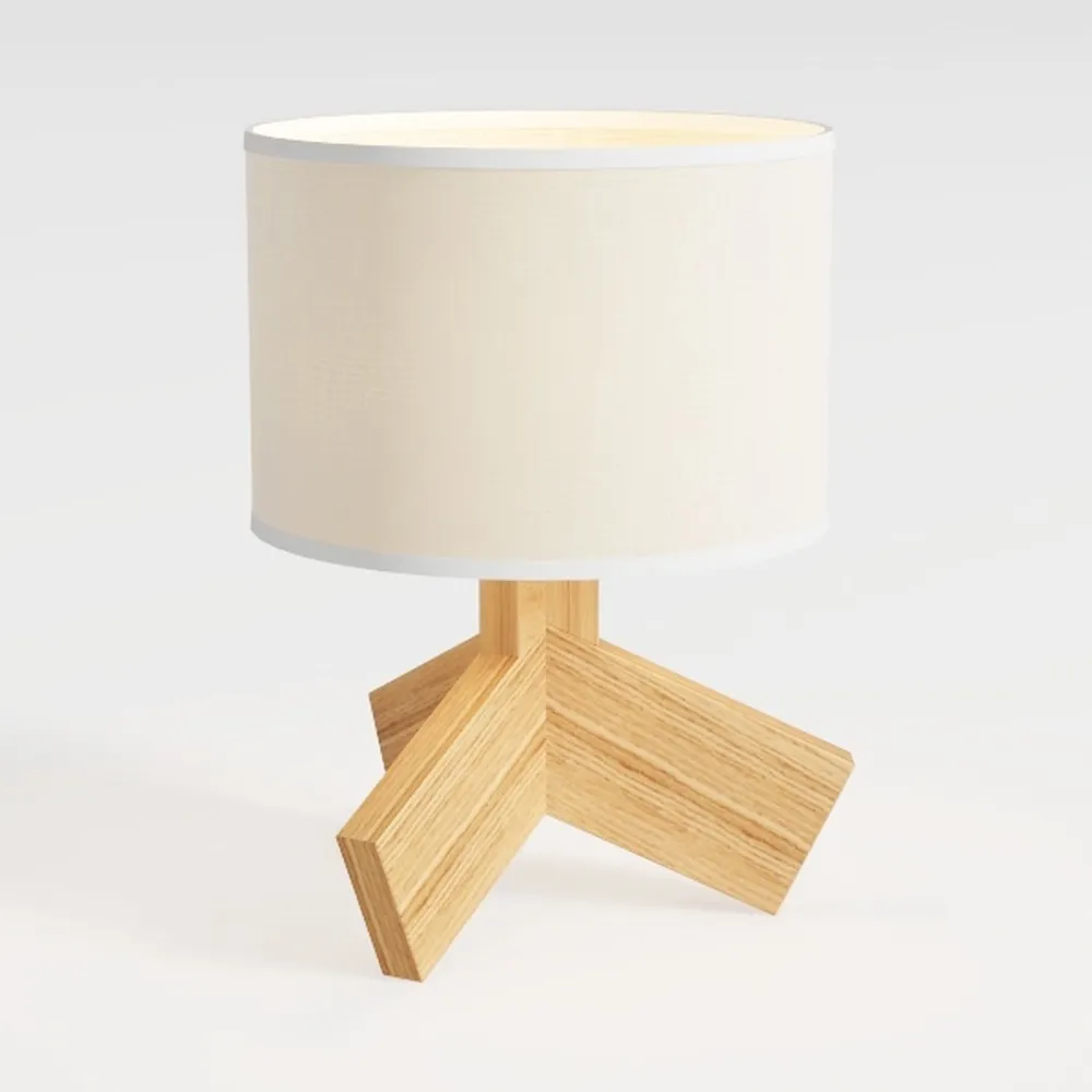 EDISHINE Small Rattan Table Lamp, Wood Tripod
