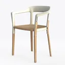 Minimalist Two Tone Solid Wood Armchair 3D Model Left 45 Degree View