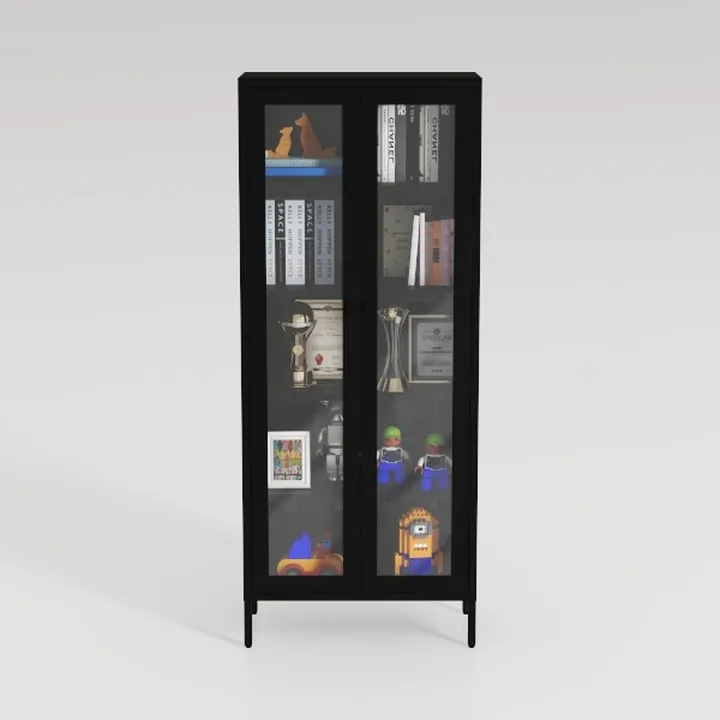 Modern Black Metal Glass Display Cabinet 3D Model
