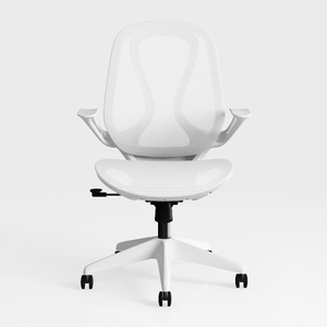 Minimalist White Mesh Fabric Office Chair 3D Model