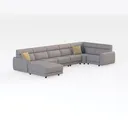 Minimalist Light Gray Fabric L Shaped Sectional Sofa 3D Model Right 45 Degree View