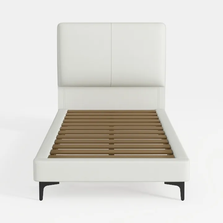Minimalist Modern Leather Upholstered Platform Bed 3D Model