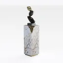Modern Marble Metal Abstract Sculpture Pedestal 3D Model Right 45 Degree View
